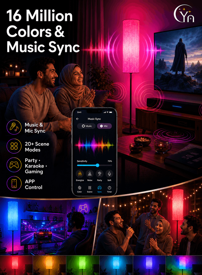 CYRAZ RGB floor lamp music sync and 16 million colors