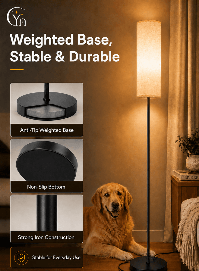 CYRAZ floor lamp weighted base stable and durable