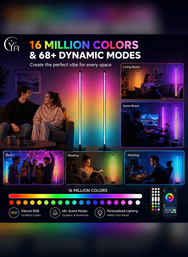 CYRAZ RGB floor lamp 16 million colors and 68 dynamic modes