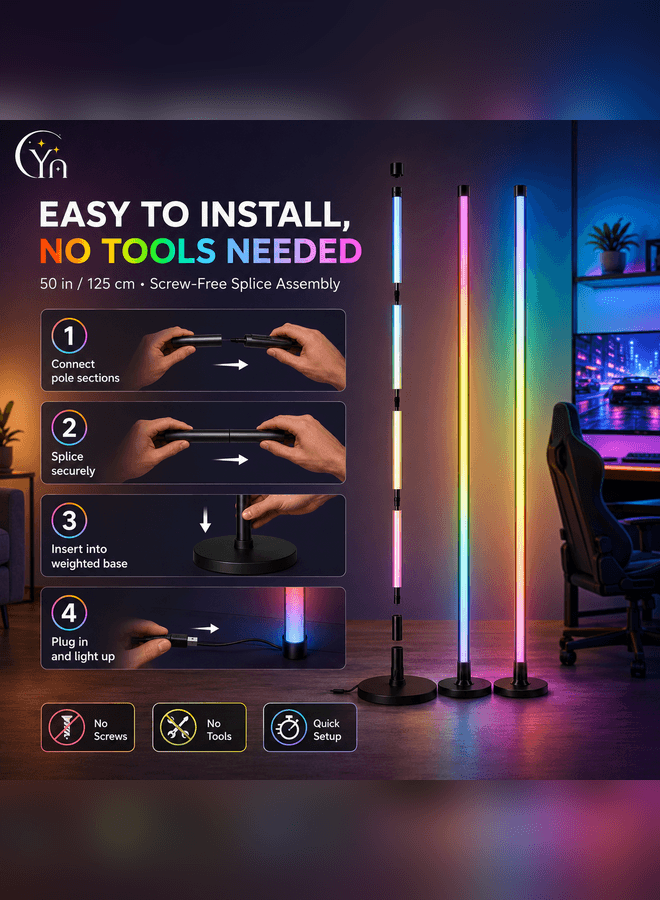 CYRAZ RGB floor lamp easy installation no tools needed