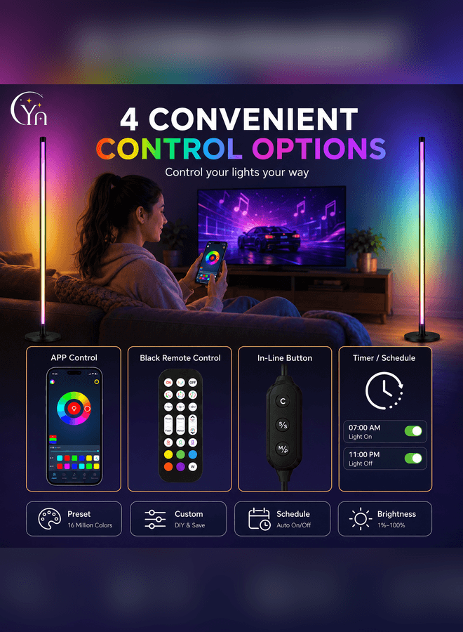 CYRAZ RGB floor lamp 4 convenient control options